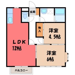 東武宇都宮駅 バス9分  三の沢下車：停歩8分 1階の物件間取画像